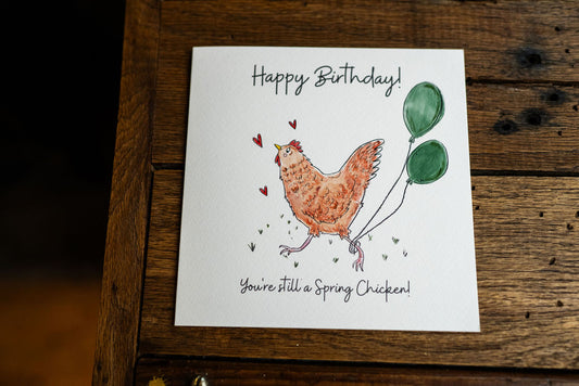 Spring Chicken Birthday Card